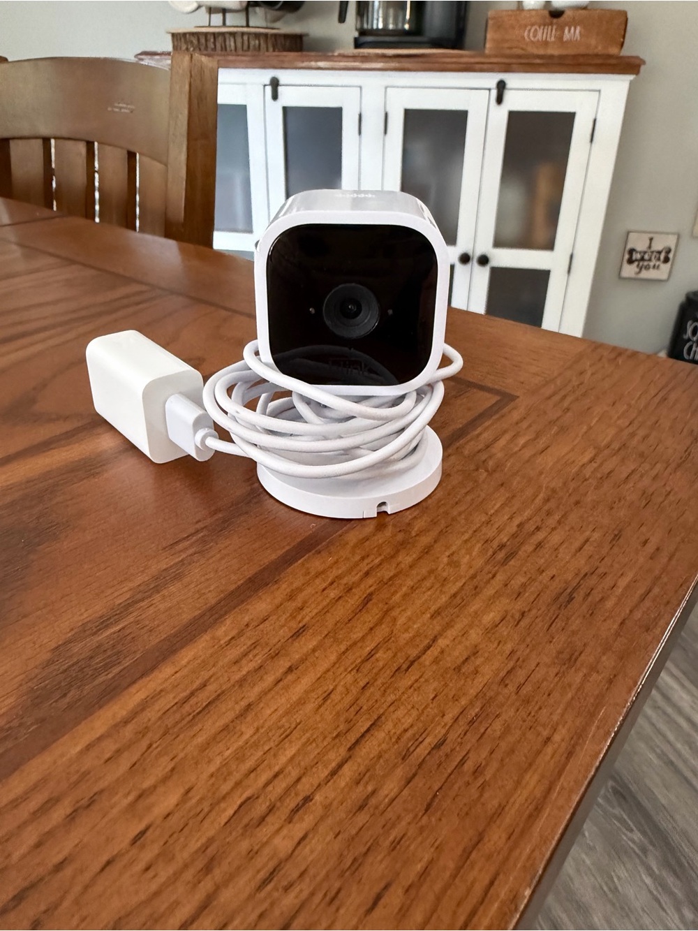 White Indoor Security Camera with Power Adapter